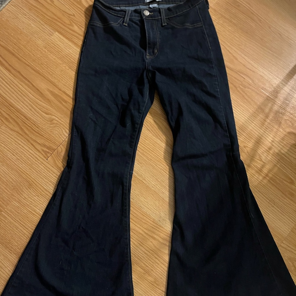 Judy Blue Super Flare Blue‎ Denim. Unhemmed Size 7/28